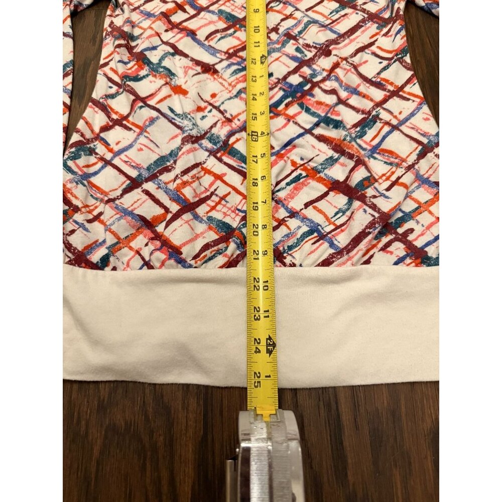 Y2K 2000's Mudd Colorful Splatter Print Long-Sleeve Abstract Pattern Medium Top - Picture 7 of 11